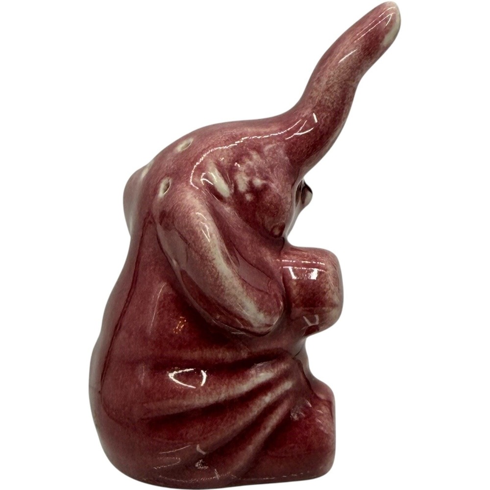 Unbranded Ceramic Elephant Figurine Trunk Up Good Luck Rose Decor Vintage